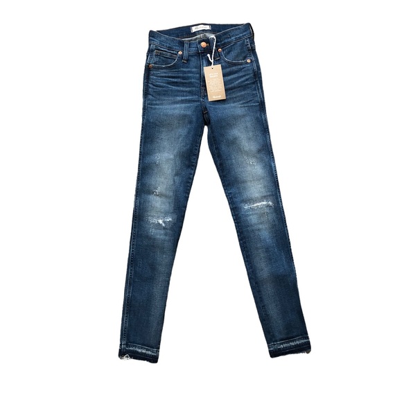 NWT Madewell 9" Mid-Rise Skinny Jeans in York Wash: Rip&Repair Edition Size 23 - Picture 2 of 11